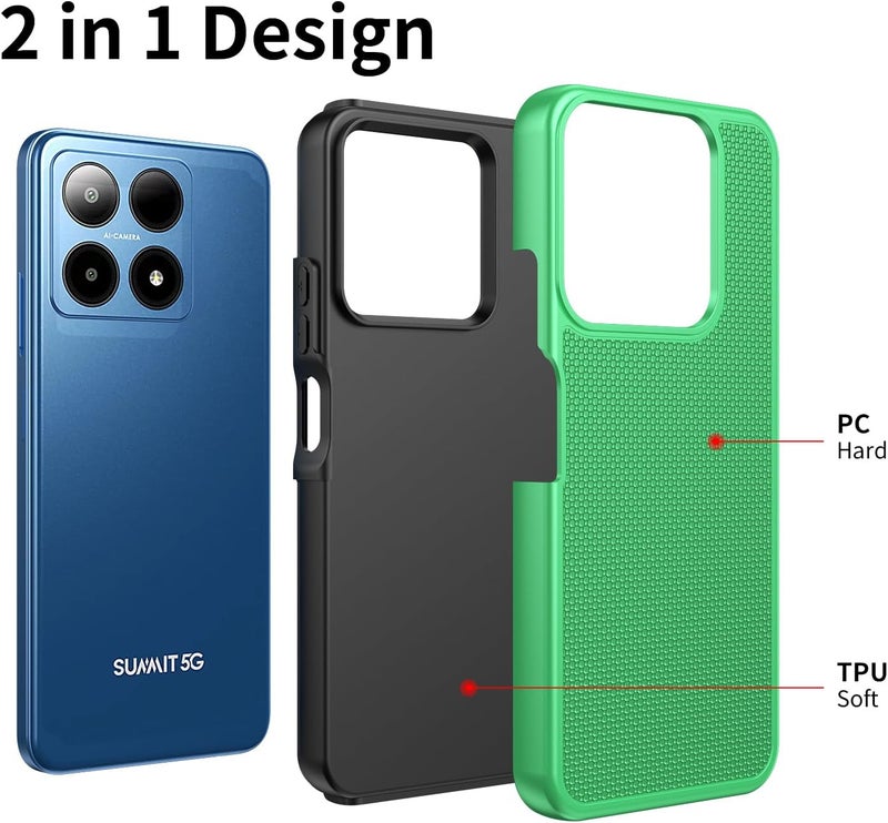 Mocotto for Boost Summit 5G Case with Tempered Glass Screen Protector,Dual Layer Heavy Duty Shockproof Protection for Boost Mobile Summit 5G (Boost Summit 5G,Green) - Image 3